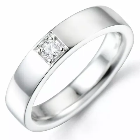 diamantring i 14 karat hvitt gull 1 x 0,10 ct