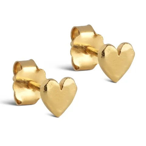 5 mm Enamel Heart ørestikker i forgylt sølv