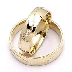5 mm diamant gifteringer i 9 karat gull 0,008 ct og 0,02 ct - par