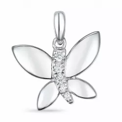 kolleksjonsprøve sommerfugl diamant anheng i 14 karat hvitt gull 0,052 ct